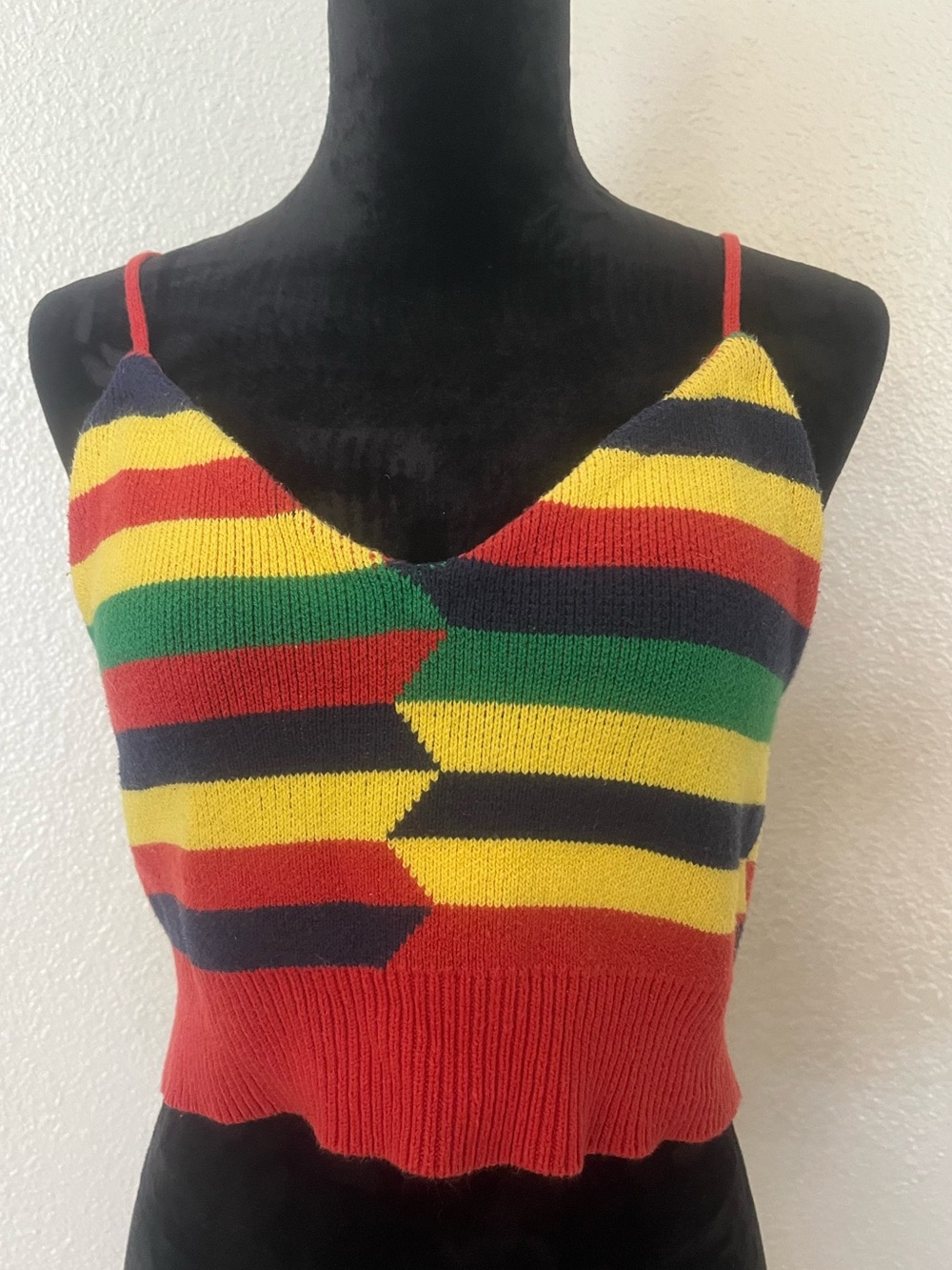 Urban Outfitters Rasta Striped Sweater Knit Cami - Red, Yellow, Green, Navy